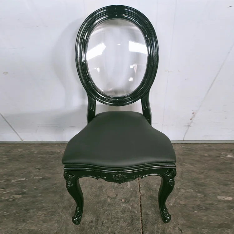 Hot Selling Aluminum Frame Banquet Stackable Chair Hotel Round Acrylic Back Dining Chair In White For Event Rental Party