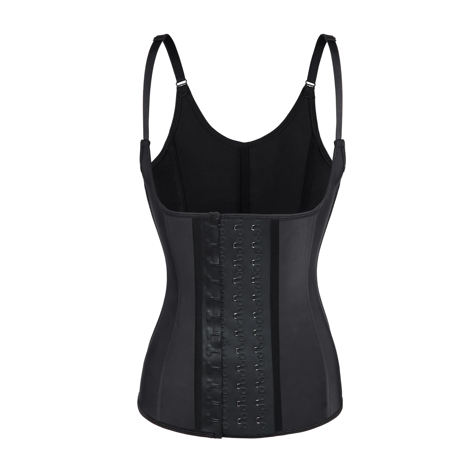 Kasiqi Plus Size Women Ann Chery Adjustable 9 Bone Waist Trainer Hand-made Hooks   Latex Corset Sweat Support Shaper Vest