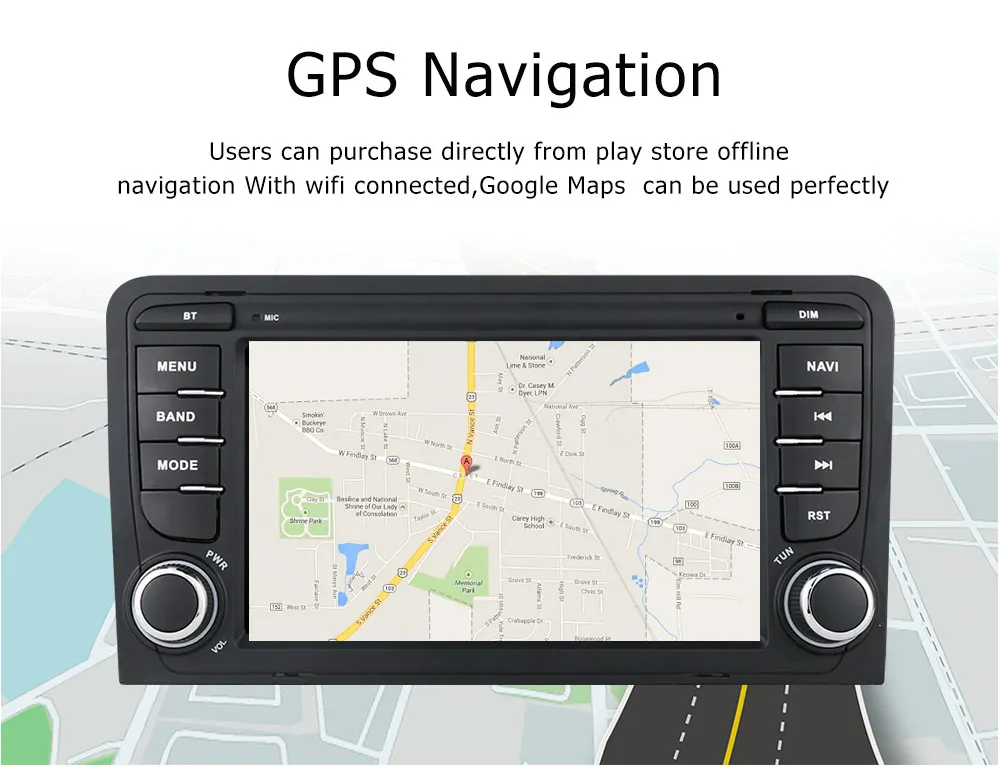 L eLv Android professional 7 inch car radio 2 DIN car DVD player gps navigation with mirror link for Audi A3