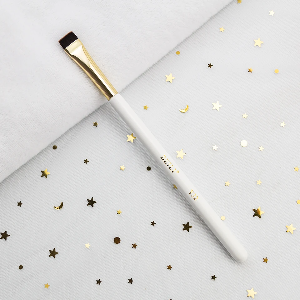 BEILI best seller single makeup brush high quality synthetic angled tinting brush flat concealer eyebrow eyeliner brush with bag