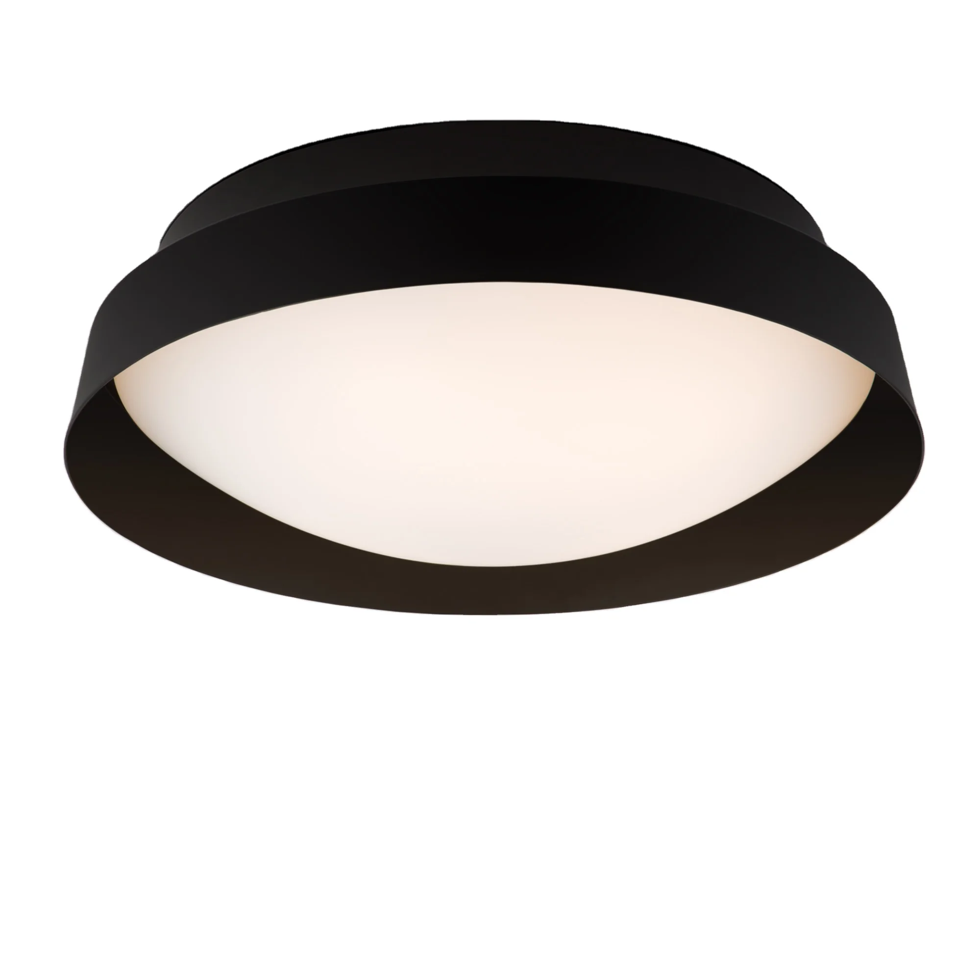 JLC-HC01 Современный матовый черный потолочный светильник с утопленным креплением и акриловым диффузором с опалом для гостиничного номера