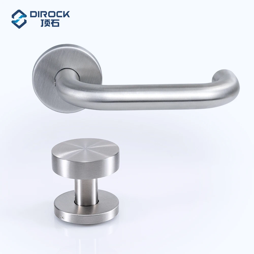 SS40355 High Quality Stainless Steel Mortise Lock Knob and U-form  Lever Door Handle on Rose with Escutcheon