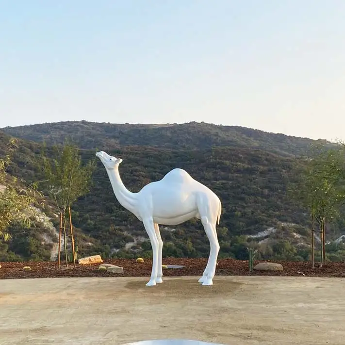 large modern art craft life size camel statue home yard decor garden display outdoor landscape animal fiberglass sculpture