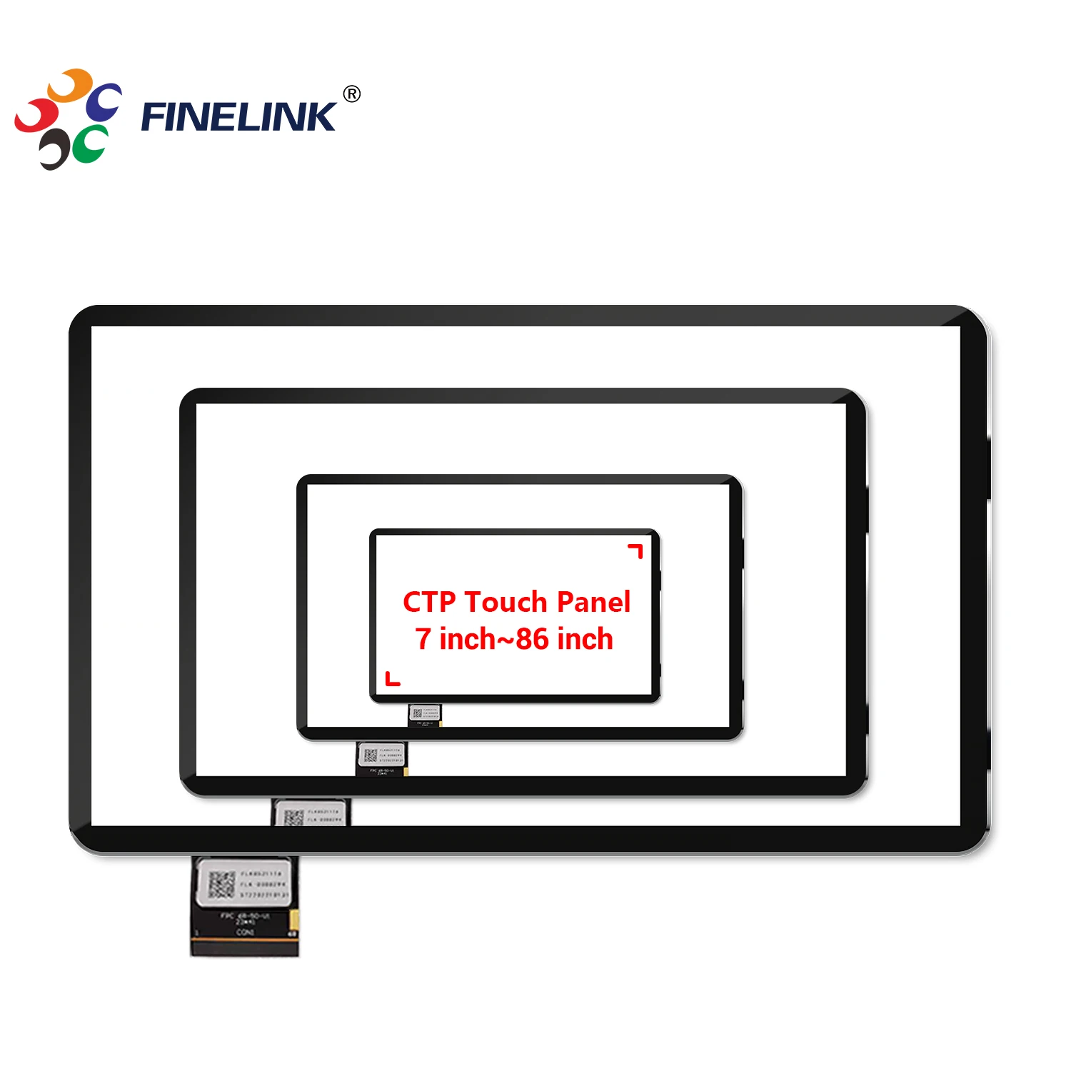 FINELINK 23.8 27 32 43 49 55 65 75 86 inch Open Frame Pcap Glass capacitive touch screen panel and EETI controller