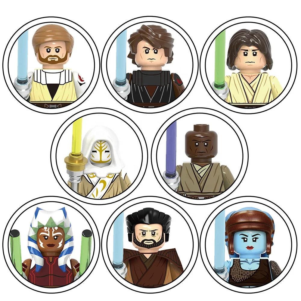 G0108 SW Obi- Wan Anakin Qui-Gon Jinn Jei Temple Guard Mace Windu Ahsoka Dooku Ella Secura Minifigs Space Wars Blocks Toys