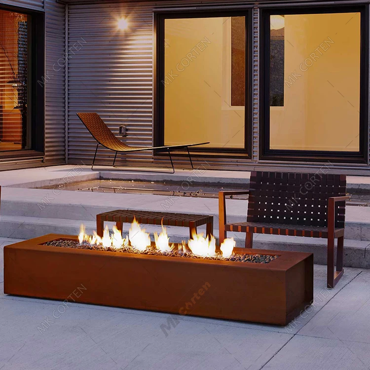Simple Modern Style Corten Steel Metal Fire Pit Brazier
