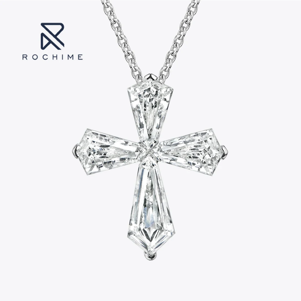 Rochime hidden inlay corss necklace  s925 silver gold plated 5a zircon jewelry for women