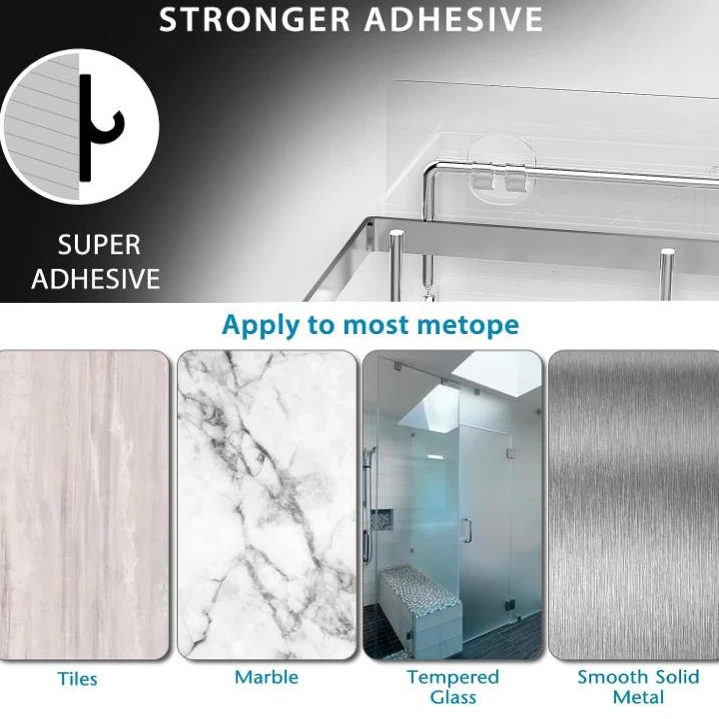 Jutye Stainless Steel Bathroom Wall Mounted Shelves Basket Shower Basket  Adhesive Silver Shower Caddy