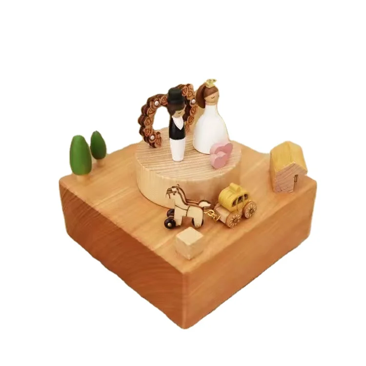 Mechanism Carousel Wooden Music Box Merry-Go-Round Horse Musical Box Birthday Gift for Wedding