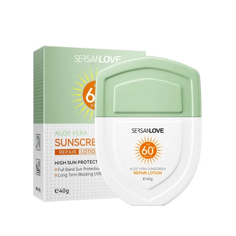 Hot sales High quality OEM Organic UVA UVB 40g Aloe Vera sunblock cream Foundation Moisturizing sunscreen spf 60
