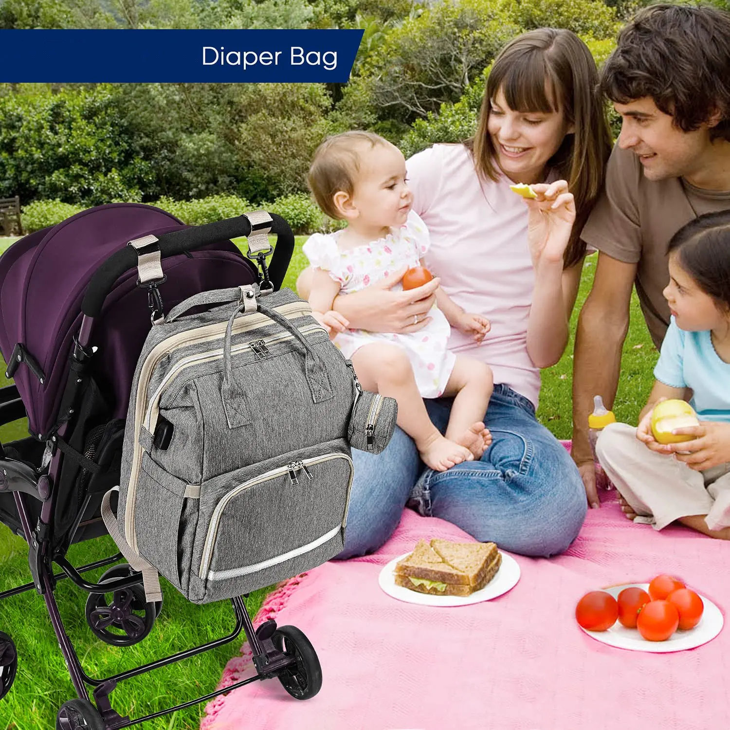 FREE SAMPLE Diaper Bag Backpack Baby Bag with Changing Station Portable 3 in 1 Nappy Baby Diaper Backpack
