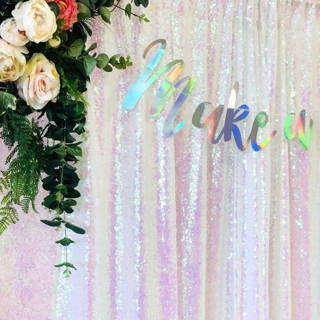 High Quality Multi Functional Sparkling Background Magic Color 3mm Material Rainbow Sequin Fabric Backdrop Curtain