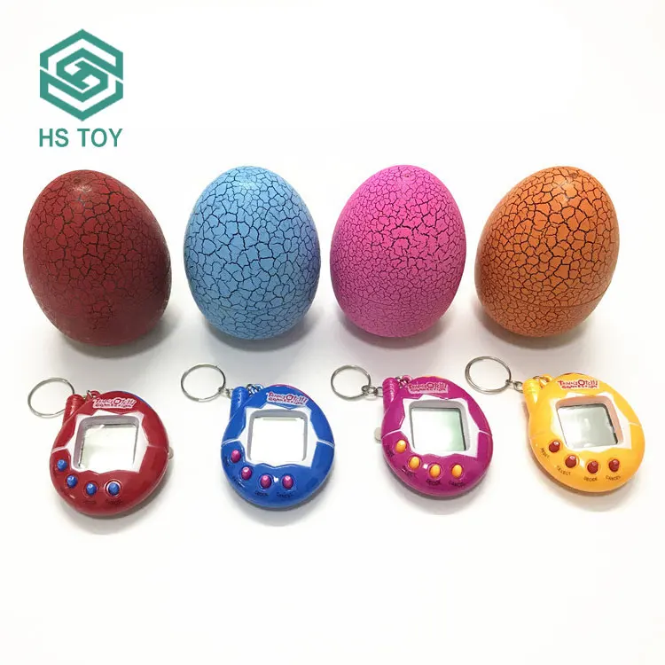 HS Toy Pocket Handheld Game Nostalgic Cyber Mascotas Virtuales Burst Egg Keychain Toys Pets All In One For Sale