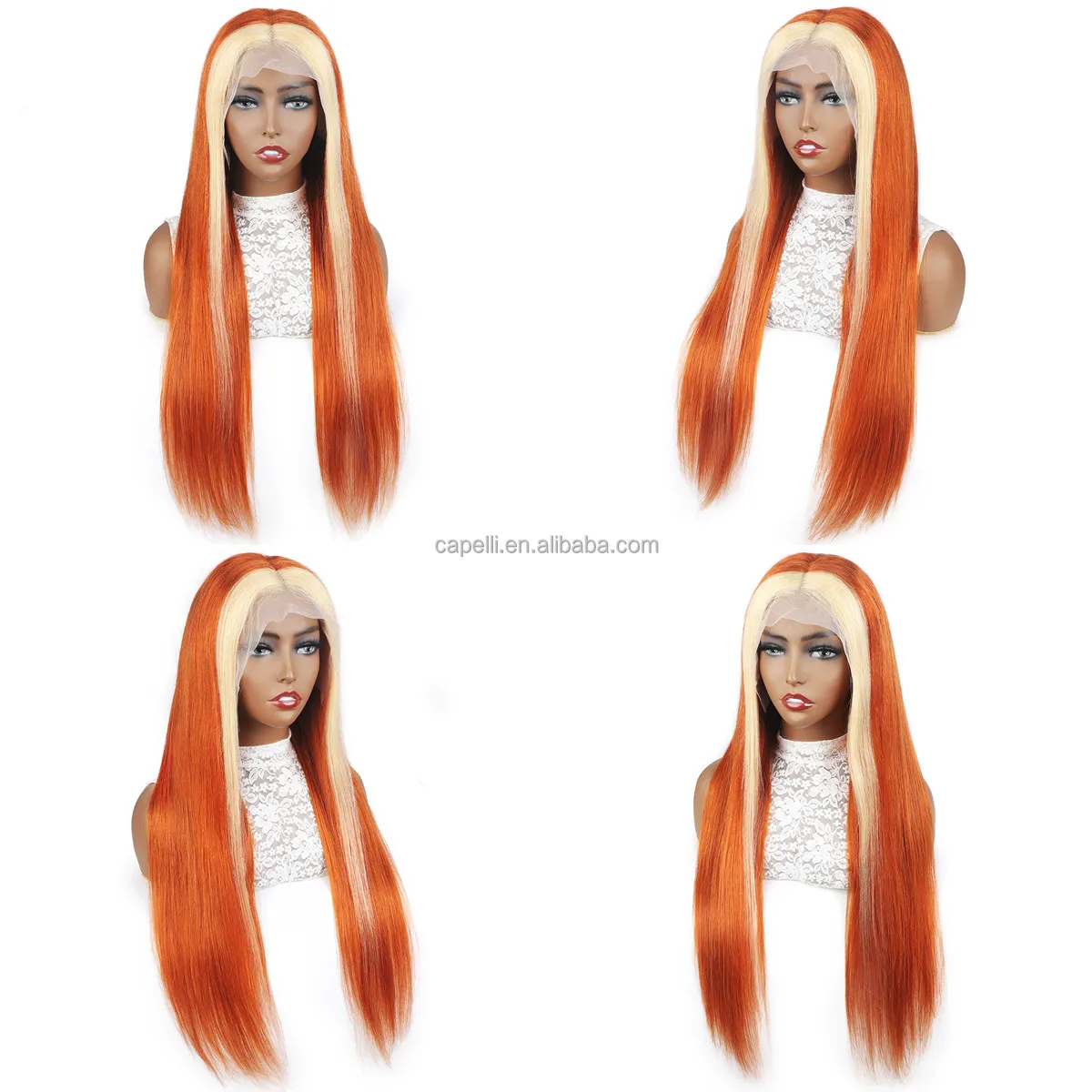 New Arrival Brazilian 613/350 Orange Ombre Color Ginger Blonde Straight Body Wave 13x4 Human Hair HD Swiss Lace Front Wig