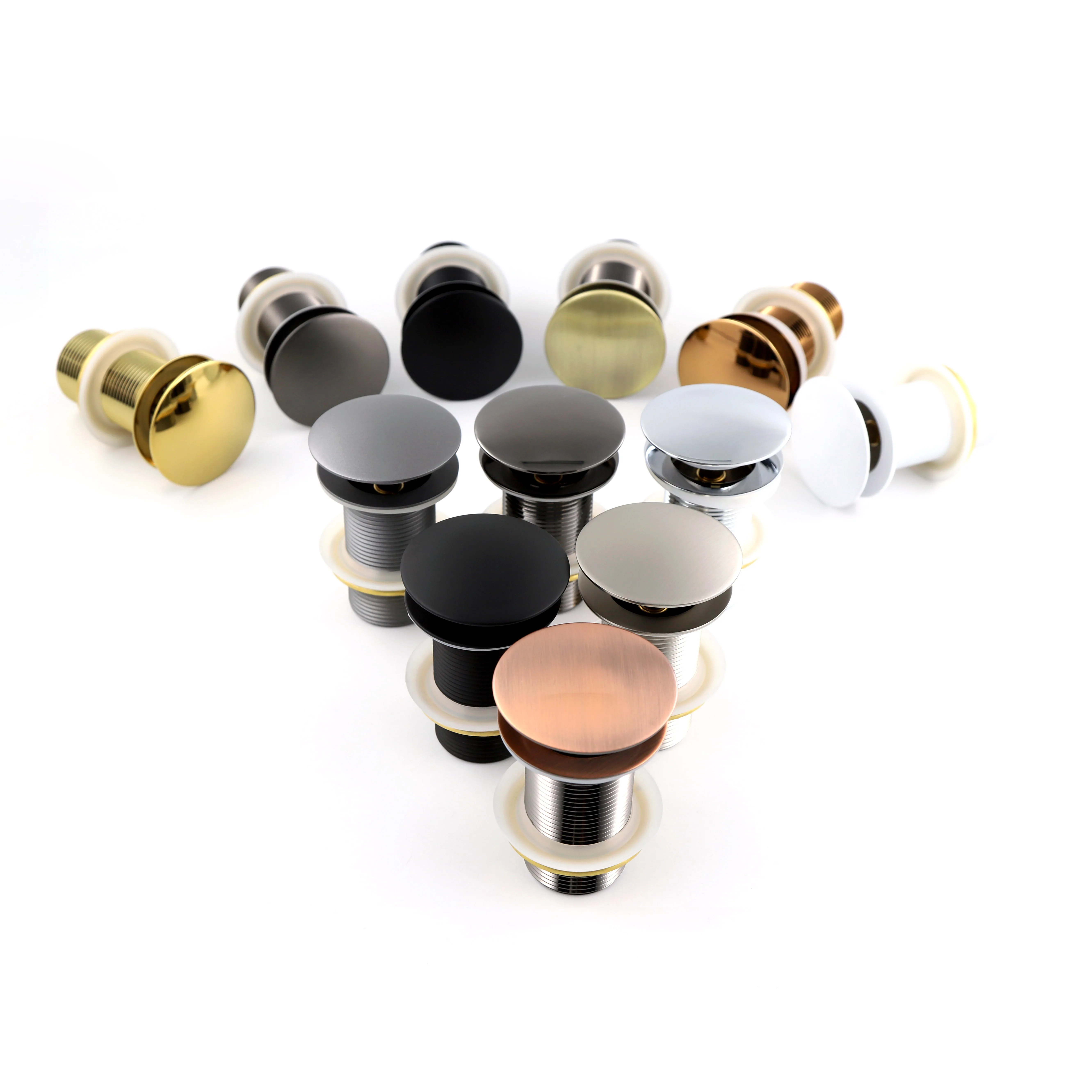 Hot sale bathroom pop up drain various color customized click clack drain brass basin drain