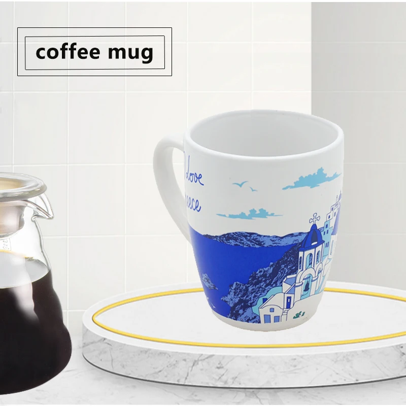 Eco friendly custom logo printing on mug 11oz white belly shape coffee stoneware mug