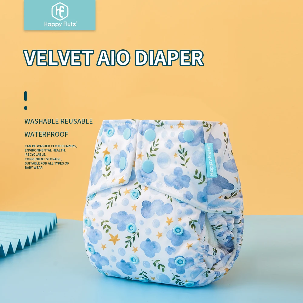 Happyflute Hot Sale Baby Velvet Cloth Diaper Cotton Fabric With Insert Liner Reusable Cloth Diaper