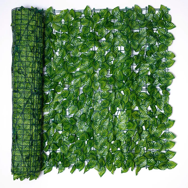 backyard garden decoration faux roll leaves green plant plastic fence artificial leaf wall