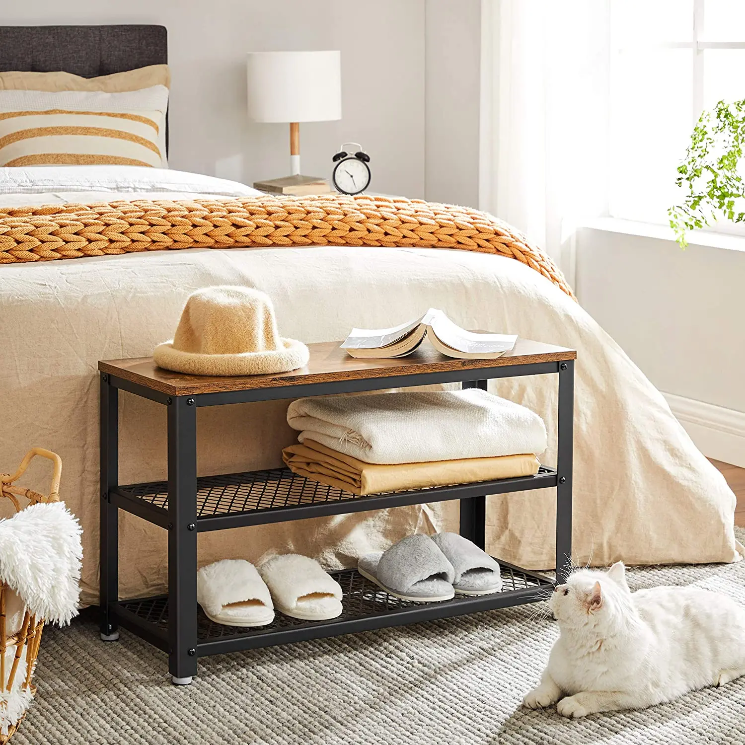 Обувная скамья, 3-х уровневая полка для обуви, 28,7 дюйма длительного хранения полки для прихожей гостиная мебель для прихожей