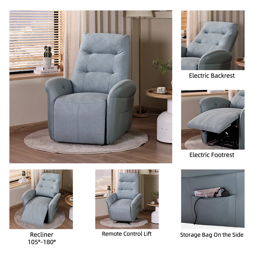 Tecforcare electric recliner chair living room furniture single recliner massage lift chair leather sofa for elderly