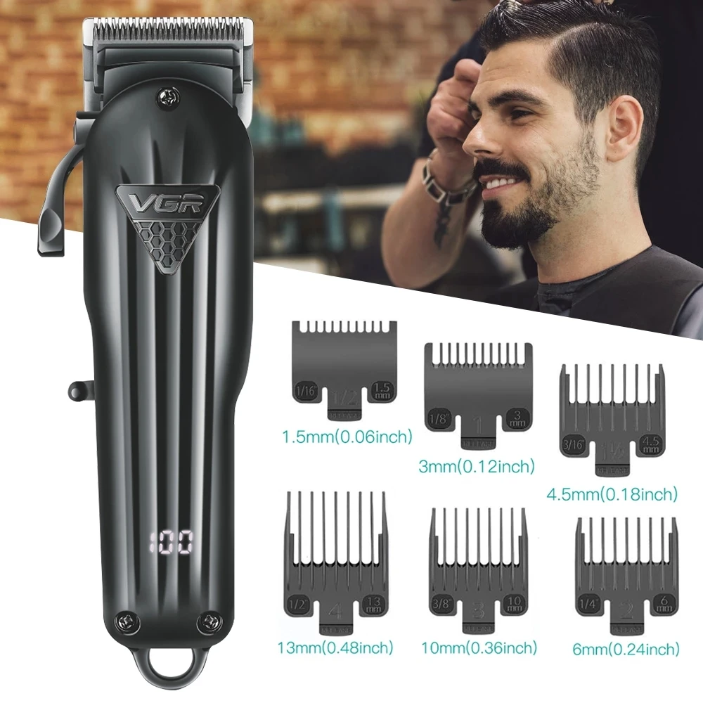 VGR V-282 Rechargeable Hair Clipper Hair Trimmer For Men Shaver Hair Cutting Machine Barber Accessories Cut Machin Beard