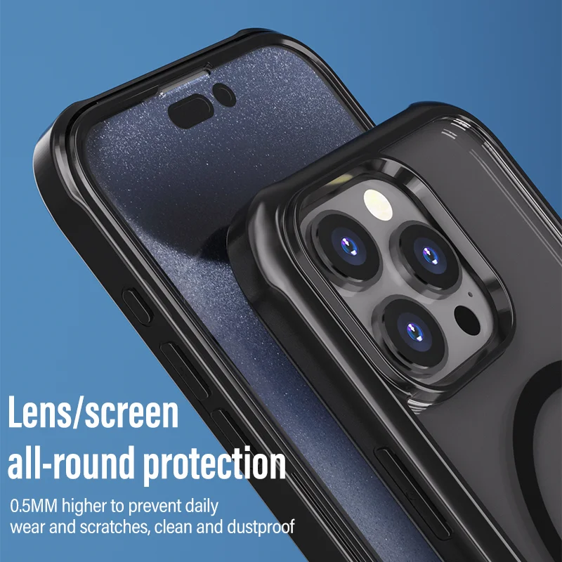 2025 Phone Case For iphone 16 15 14 13 12 Clear Shockproof Magnetic Matte Mobile Phone Case For iphone 16 Pro Max