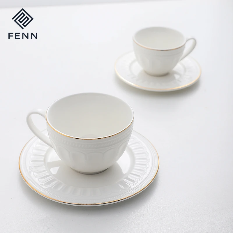 Оптовая продажа, кофейный чайный набор белого цвета, керамическая кофейная чашка и блюдце