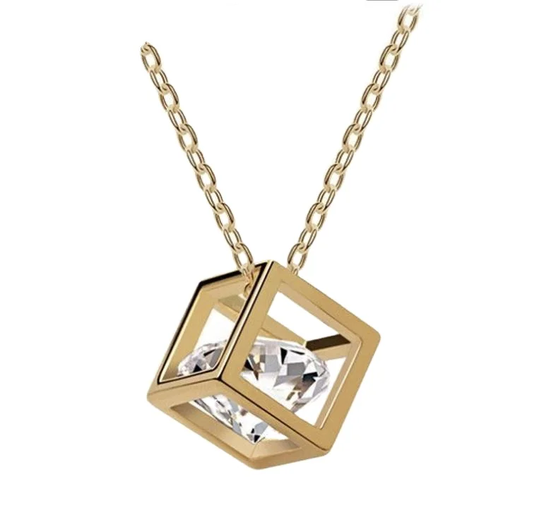 Модные 3d Сердца и стрелы Циркон Кристалл Куб аксессуары женское ожерелье серьги Ювелирные наборы