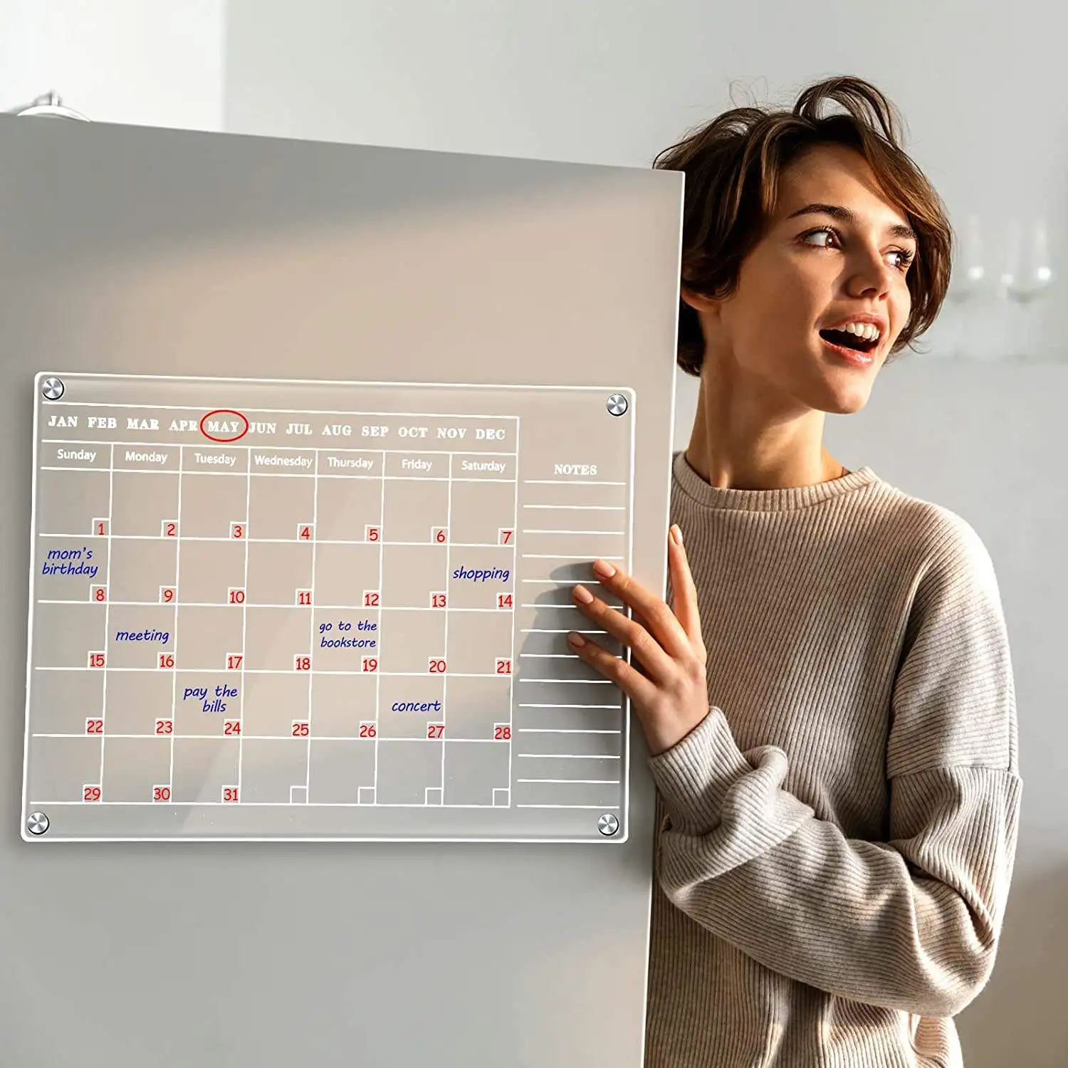 Magnetic Dry Erase Calendar Board Clear Acrylic Whiteboard 17\