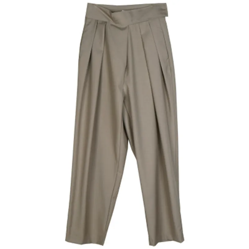 2022 Yamamoto designer  loose  trousers adjustable high waist flower bud wide leg mopping pants women1333