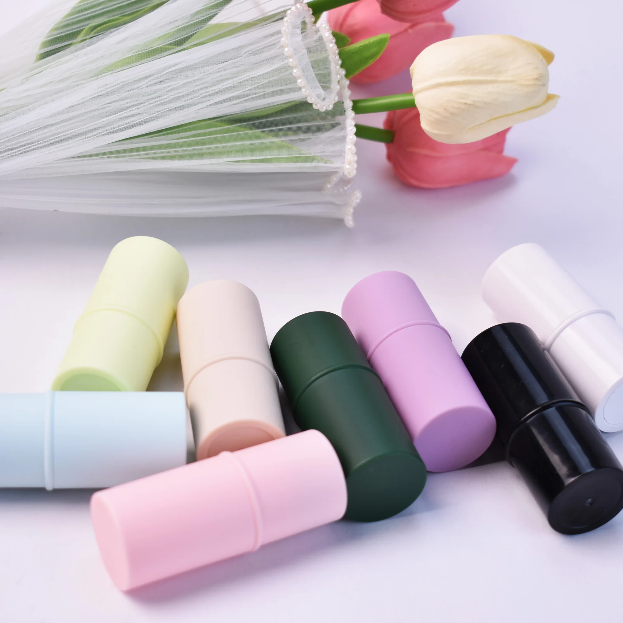 Colors Empty Plastic Deodorant Tubes Push Up Cosmetic Container Stick Round Tube Solid Deodorizer Tube Packaging