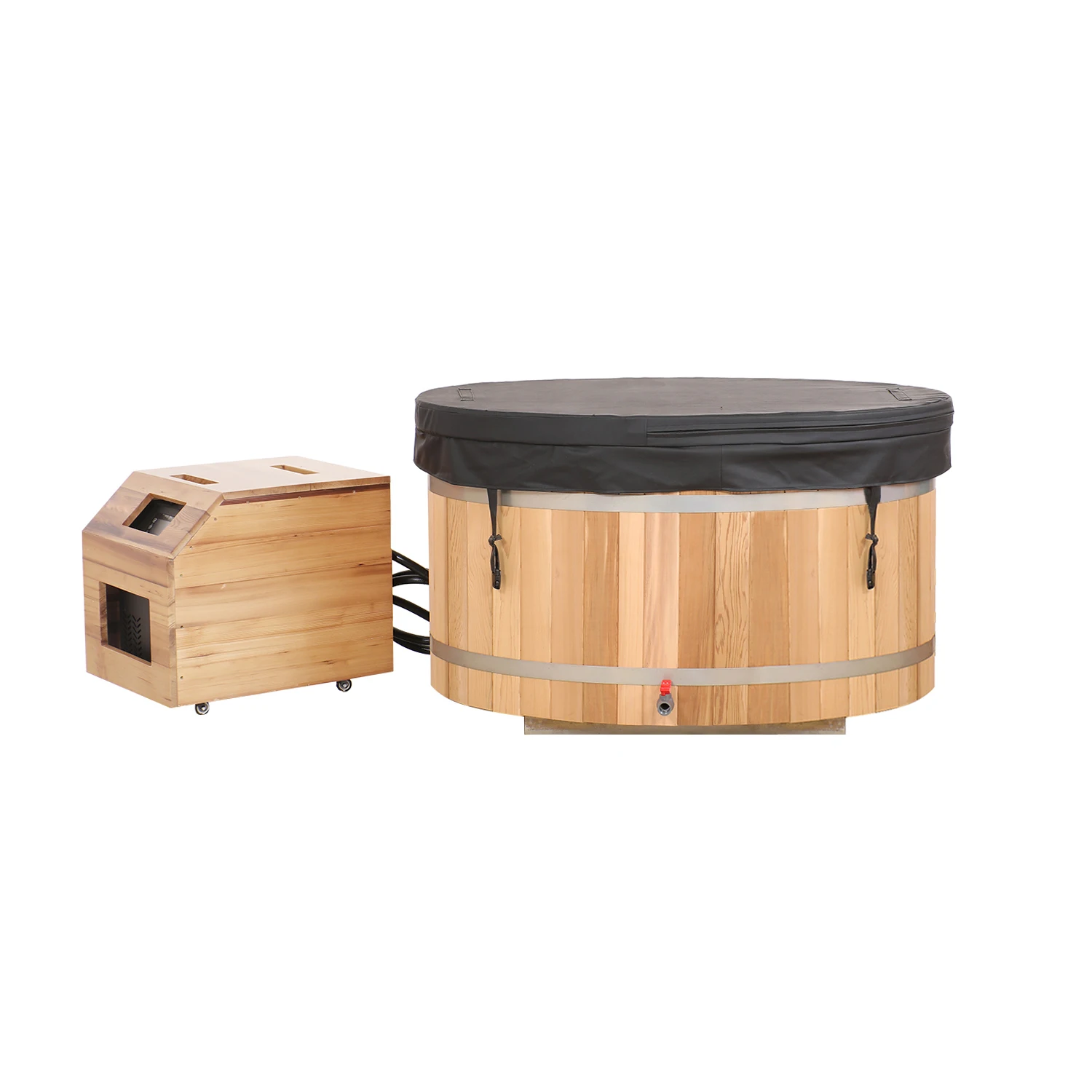 2 person red cedar wooden 304 stainless steel cold plunge with chiller/1hp/2hp/1.5hp