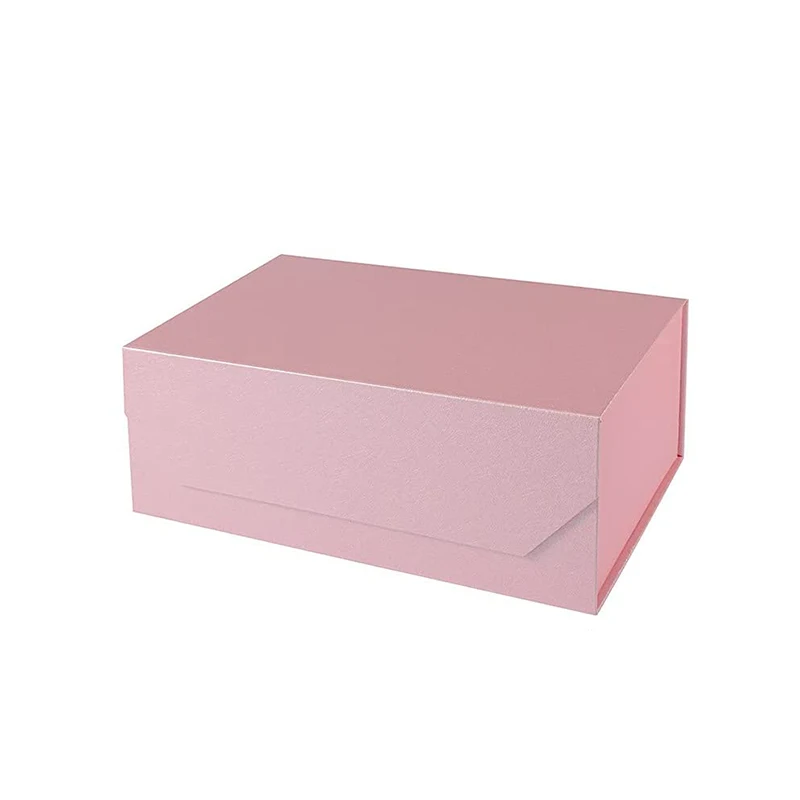 Pink Custom Logo Premium Luxury Cardboard Paper Gift Magnetic Folding Packaging Box For Dress With Ribbon