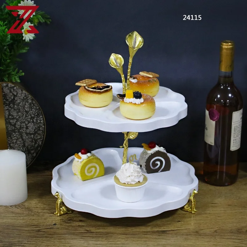 Creative double wooden bracket factory direct sales of white wooden tray