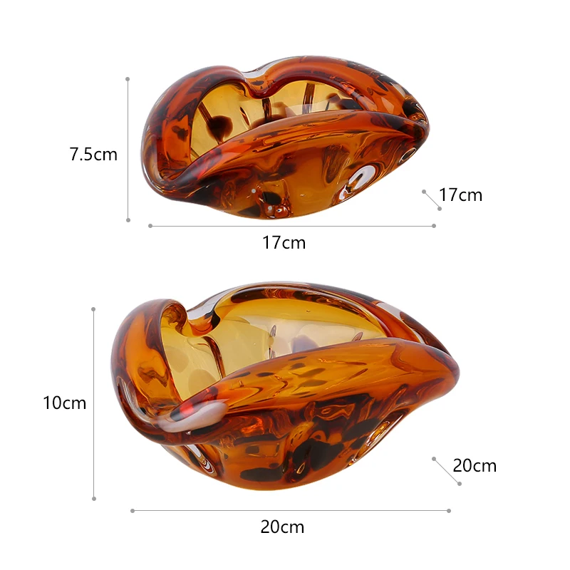 Modern Simple Creative Home Living Room Table Decor Amber Glass Cigar Portable Ashtray