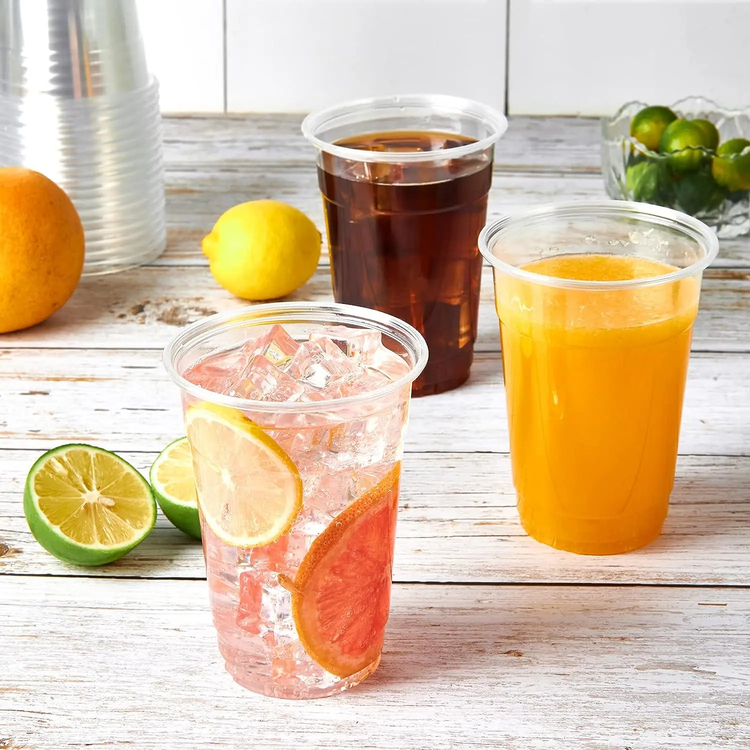 factory custom clear PET beverage disposable cup 16oz plastic cups wholesale with dome lids for juice smoothie milkshake takeout