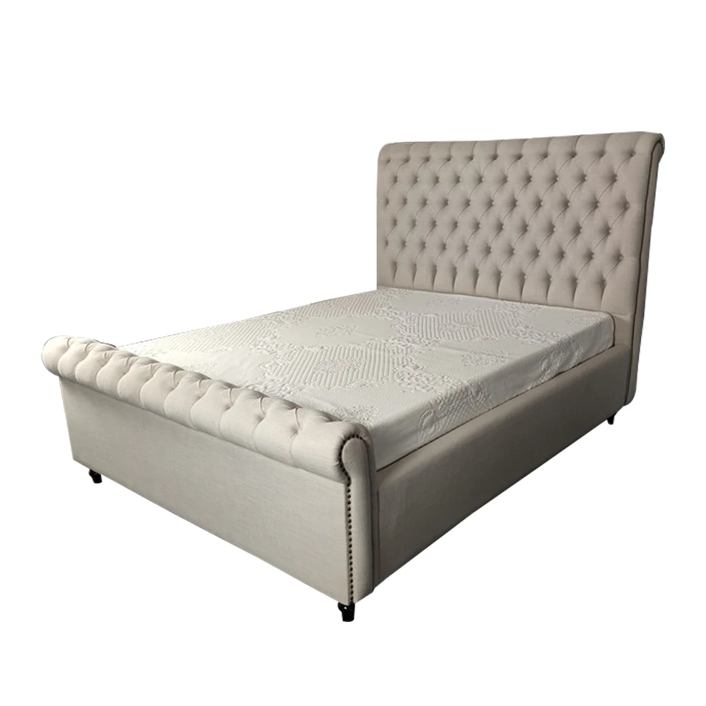 Hot sale folding easy installation beige fabric upholstered headboard