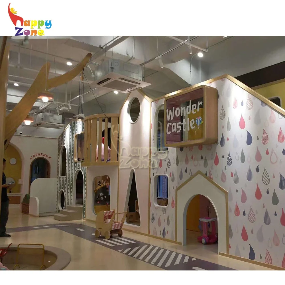 high-end customs Indoor playground in playgrounds slide tree house for commercial play center with go-karting slide