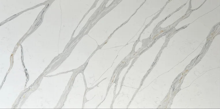 Calacatta Golden Dream White Quartz Artificial Stone Jumbo Size 3200*1600 Modern Surface Kitchen & Work Tops Vanity & Table Tops