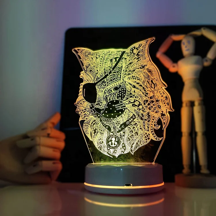 Animal series 3D vision night light USB charging night light with remote control 3d night light