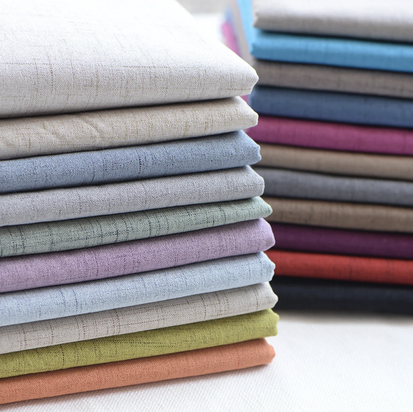 Manufacturer New Chinese Style Thickened Slubbed Linen Plain Fabric Imitation Cotton Sofa Fabric