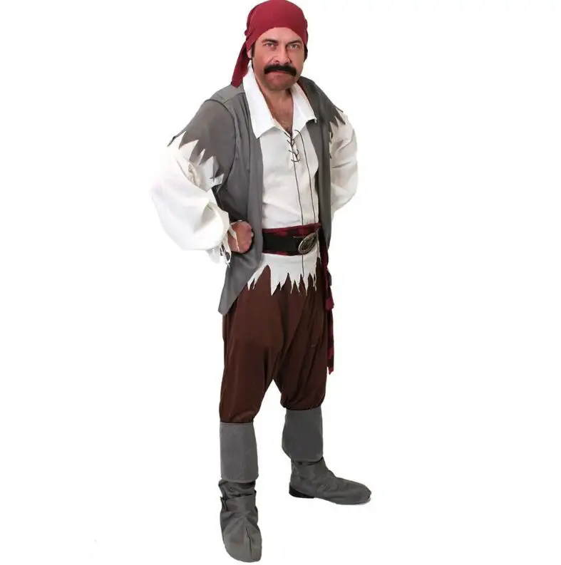 MENS CARIBBEAN PIRATE COSTUME ADULT CAPTAIN FANCY DRESS COSTUME BOOK OUTFIT