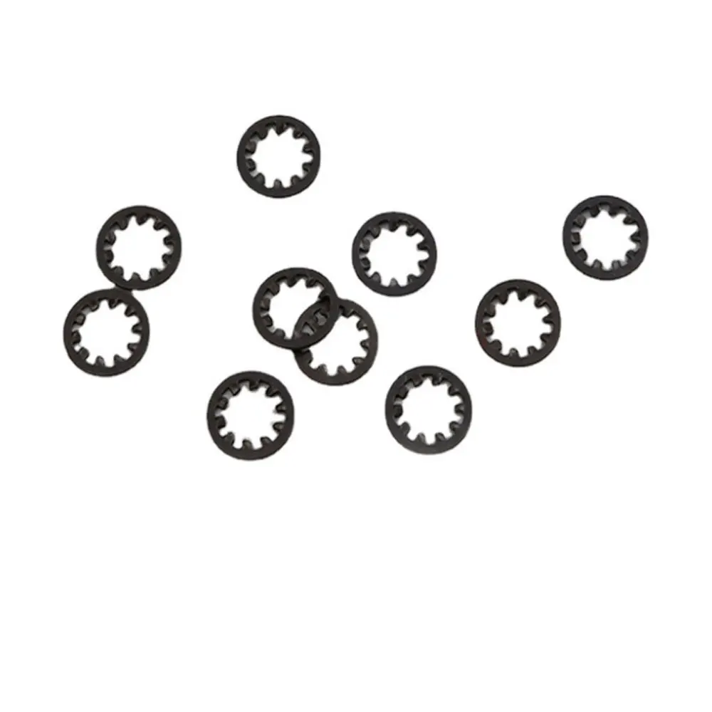 Заводская шайба с внутренним зубчатым коническим замком, стальная шайба с черным покрытием