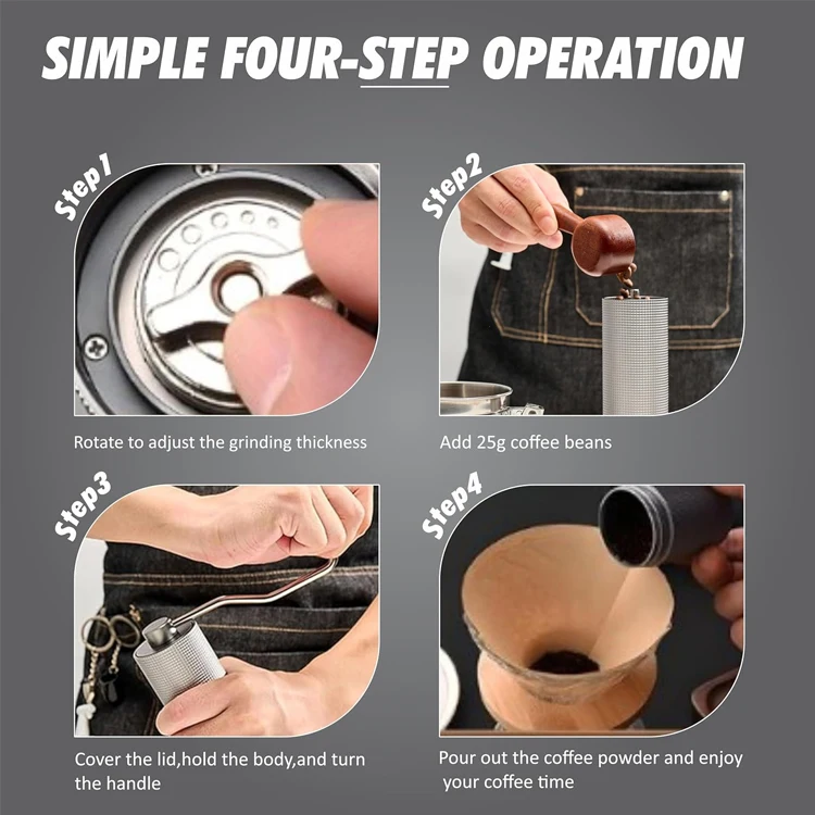 The New Listing Accept Custom Logo Black Coffee Mill Portable Manual Coffee Grinder For Household And Travel