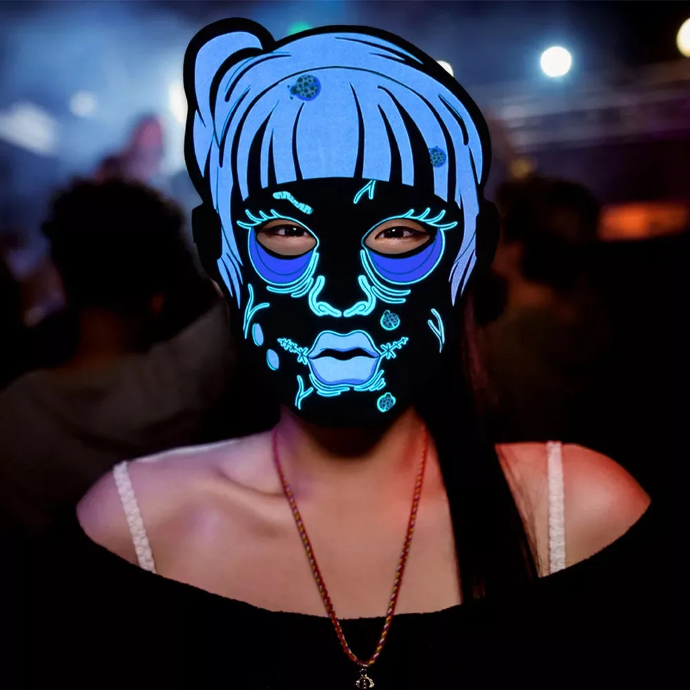 2023 Hot Sale Mascara De Ghost Anonymous Musk Glowing Mask Full Led Face Mask For Halloween