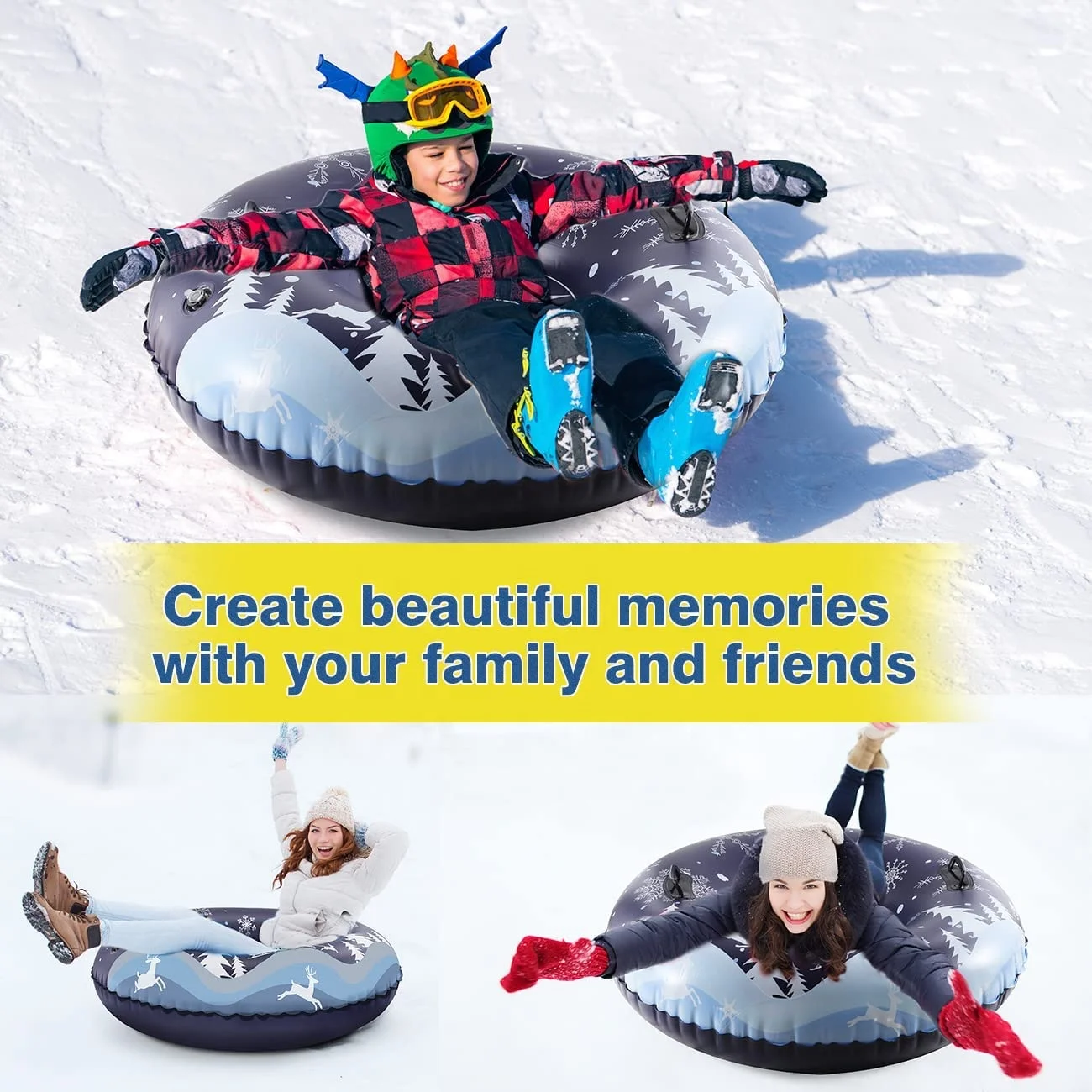 BSCI Factory 42/47/53 Inch Heavy Duty Snow Tube Inflatable Sled For Kid And Adult