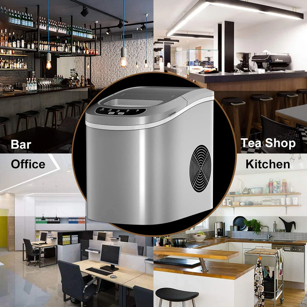 Electric 24v 12v Mini Small Portable Compact 12kg Counter Top Home Ice Home Dispenser Cube Maker