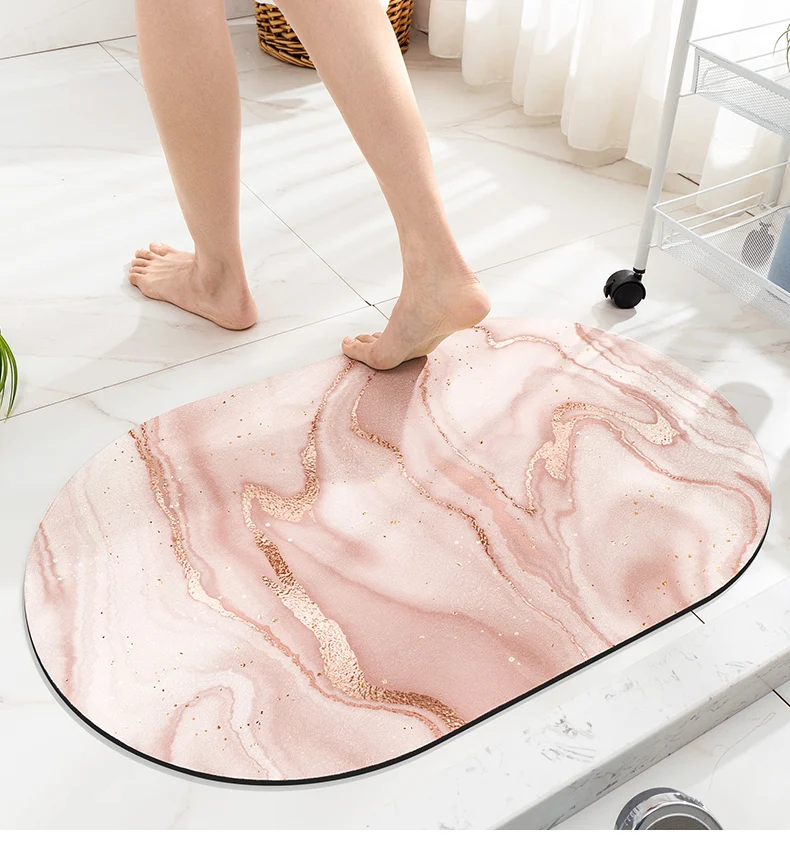 Custom Non Slip Water Absorbent Rugs Diatom Mud Bathroom Floor Mat Anti Slip Diatomite Bath Mat