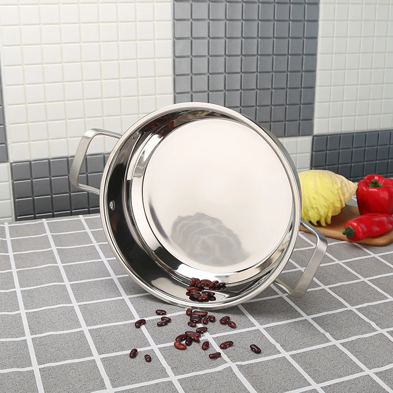 Kitchen Large Round Deep Commercial Double Ear Glazed Big Steamer Soup and Stock Pot for Catering 32 cm