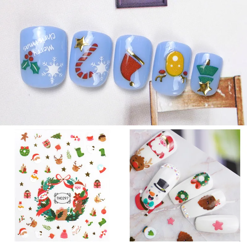 Christmas nail stickers 2021 art nail stickers art halloween 3d nail sticker